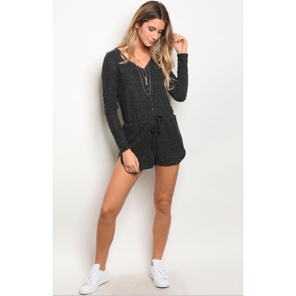 Charcoal Sweater Romper - Picture 3 of 4